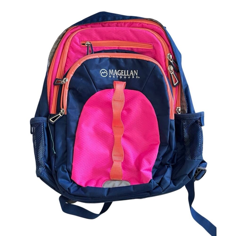 Magellan Outdoors pink blue multi pocket backpack weekender travel school bag